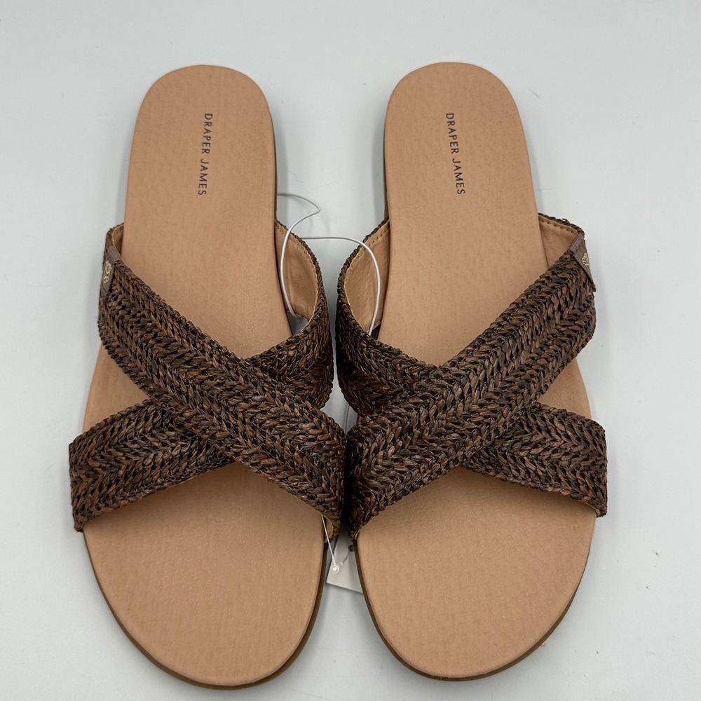 Draper James Alex Brown Woven Criss Cross Slide Sandals Women's Size‎ 11 NIB